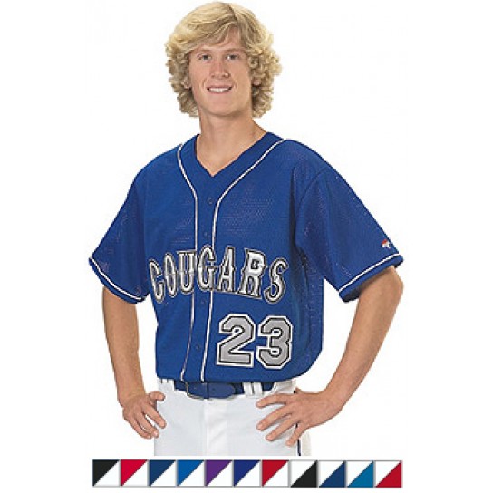 Piped Poly-Tuff Full Button Baseball Jersey